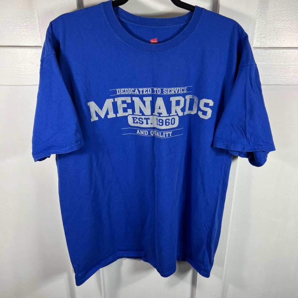 Menards Dedicated to Service Blue Hanes Tagless Graphic T-Shirt XL